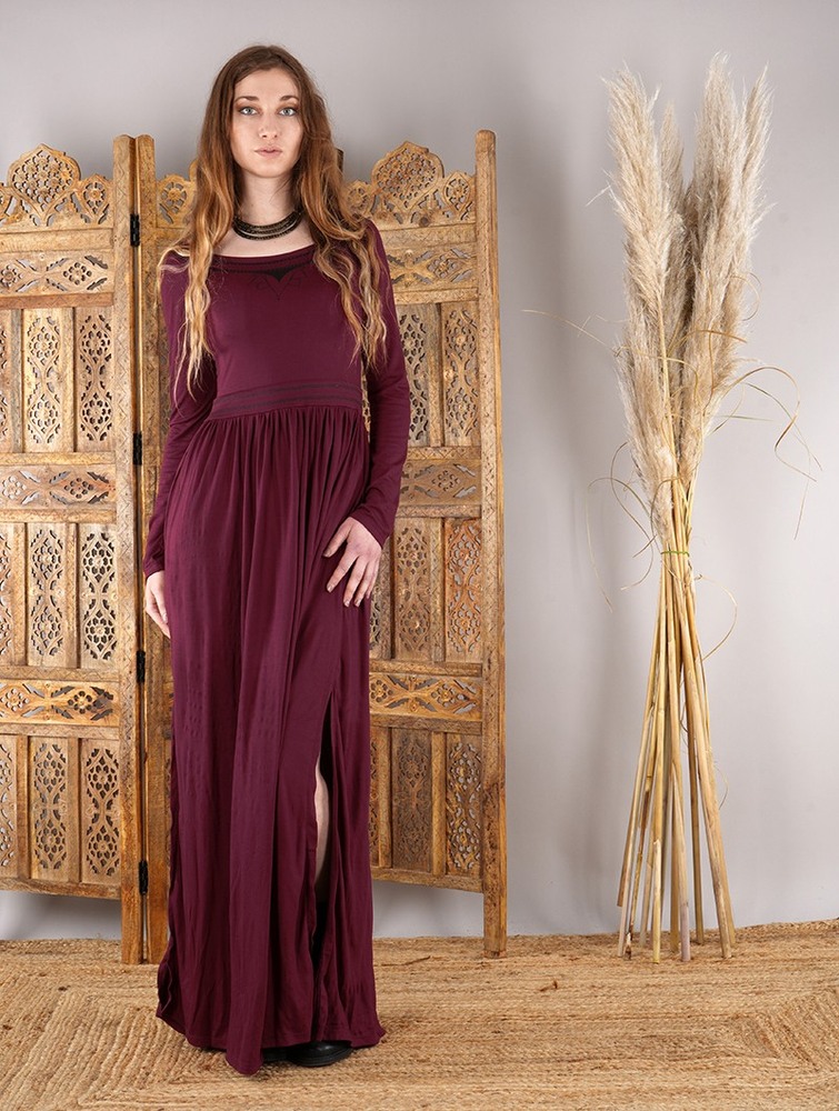 Sukienka Toonzshop Lotus Artanis Long Sleeve Long Dress Dress Damskie Wine | SRPOB-2015