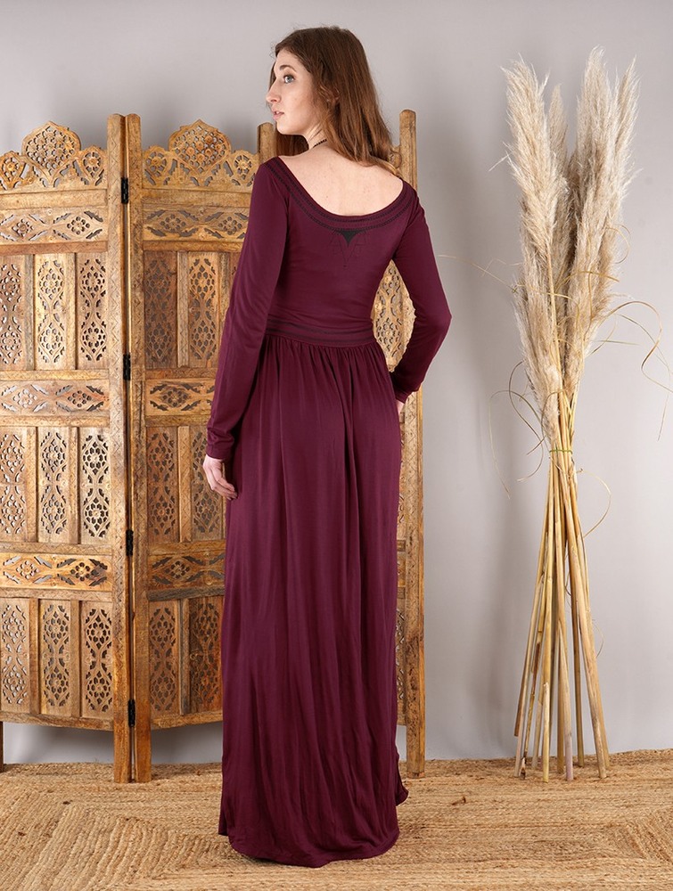 Sukienka Toonzshop Lotus Artanis Long Sleeve Long Dress Dress Damskie Wine | SRPOB-2015