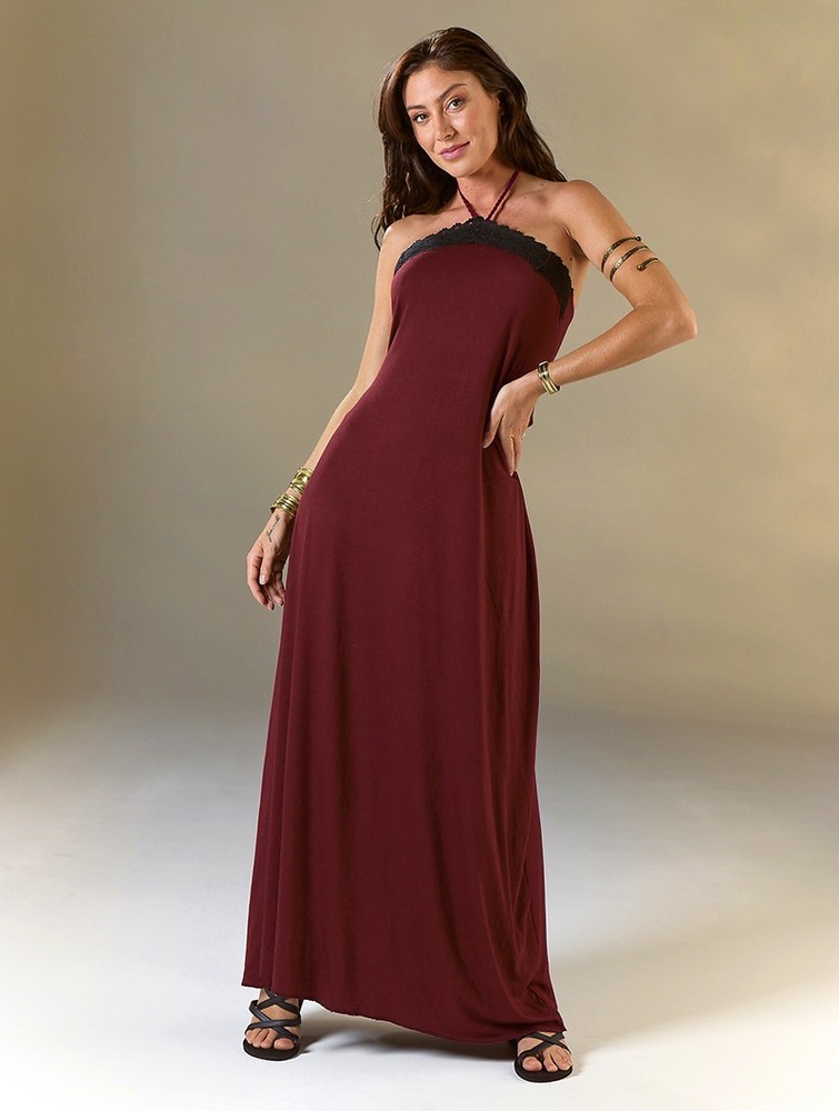 Sukienka Toonzshop Lüune Sleeveless Long Dress Damskie Wine | QZGJV-9281