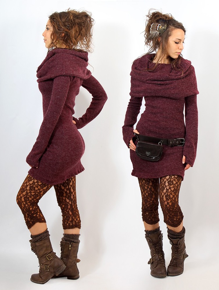 Sukienka Toonzshop Mantra Sweater Dress Damskie Mottled wine | STXJG-9452