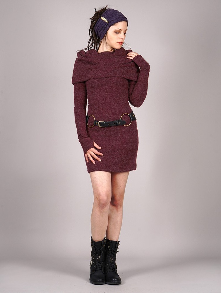 Sukienka Toonzshop Mantra Sweater Dress Damskie Mottled wine | STXJG-9452