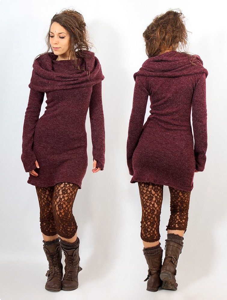 Sukienka Toonzshop Mantra Sweater Dress Damskie Mottled wine | STXJG-9452