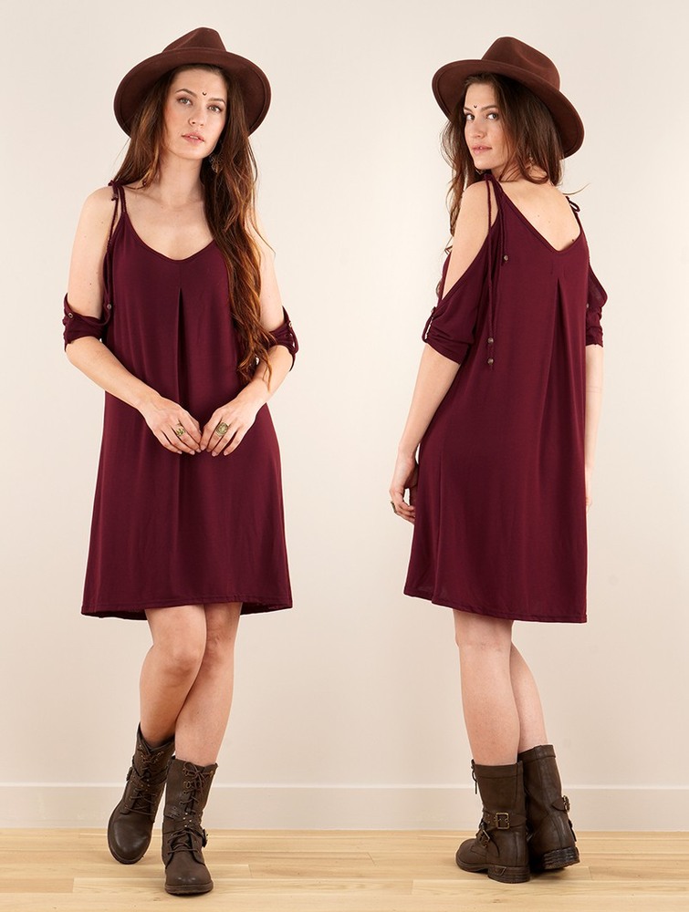 Sukienka Toonzshop Narasimhäa Bare Shoulders Dress Damskie Wine | PSOEV-7062