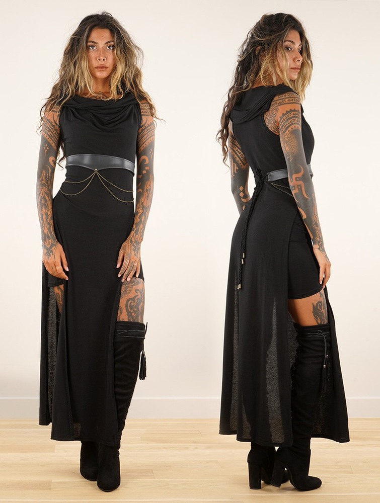 Sukienka Toonzshop Nephilim Long Slit Dress Damskie Czarne | MVCQJ-6051