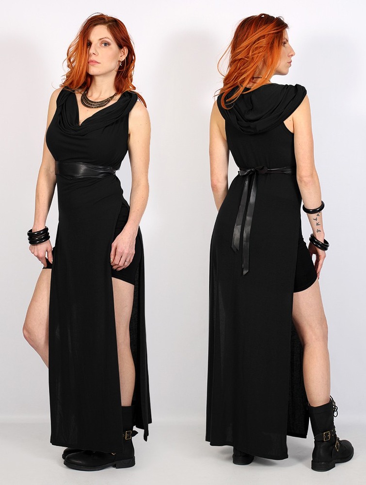 Sukienka Toonzshop Nephilim Long Slit Dress Damskie Czarne | MVCQJ-6051