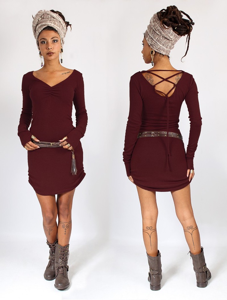 Sukienka Toonzshop Nikkäa Sweater Dress Damskie Wine | FUIKP-7543