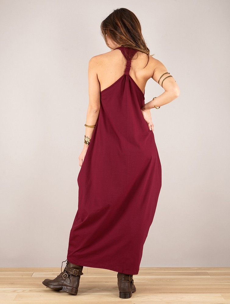 Sukienka Toonzshop Noéa Sleeveless Long Dress Damskie Wine | LHBVZ-2016