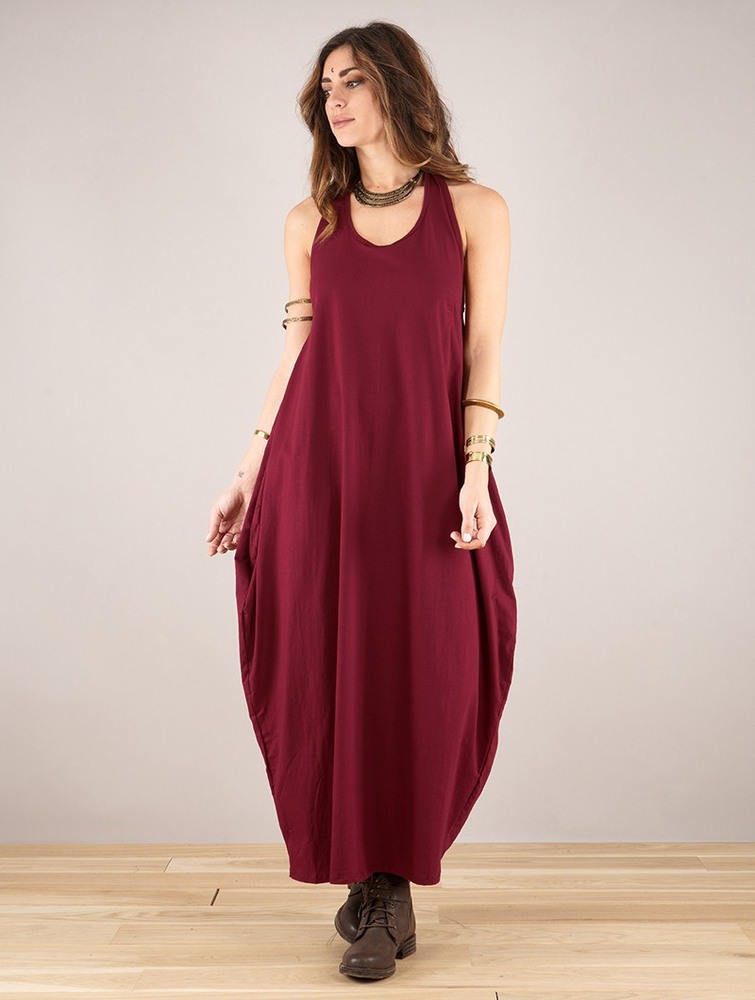 Sukienka Toonzshop Noéa Sleeveless Long Dress Damskie Wine | LHBVZ-2016