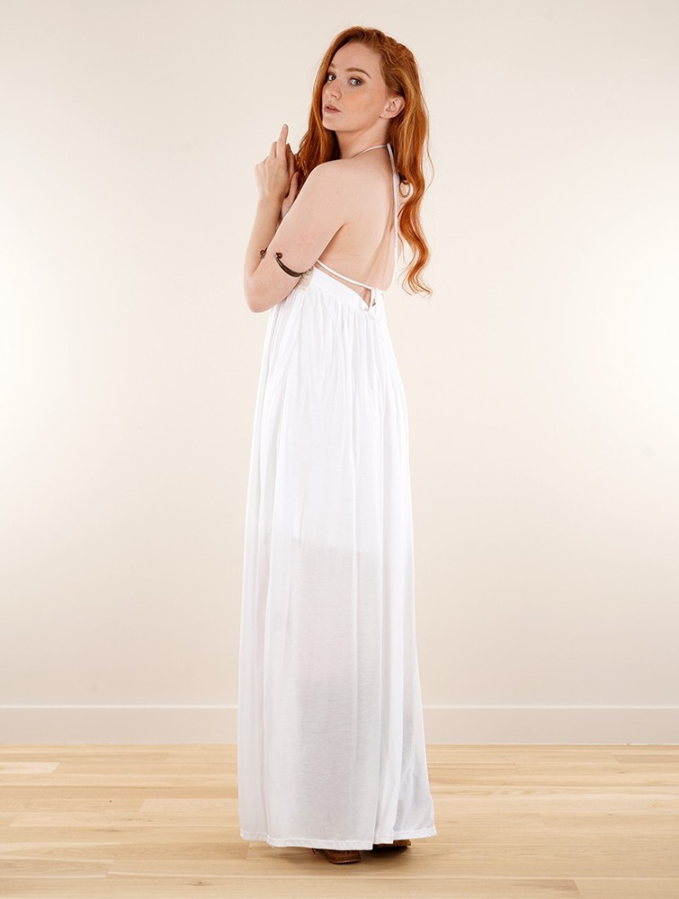 Sukienka Toonzshop Nolofinwe Strappy Bare Back Long Dress And Harem Pant Overalls Damskie Białe | UNIYM-1742