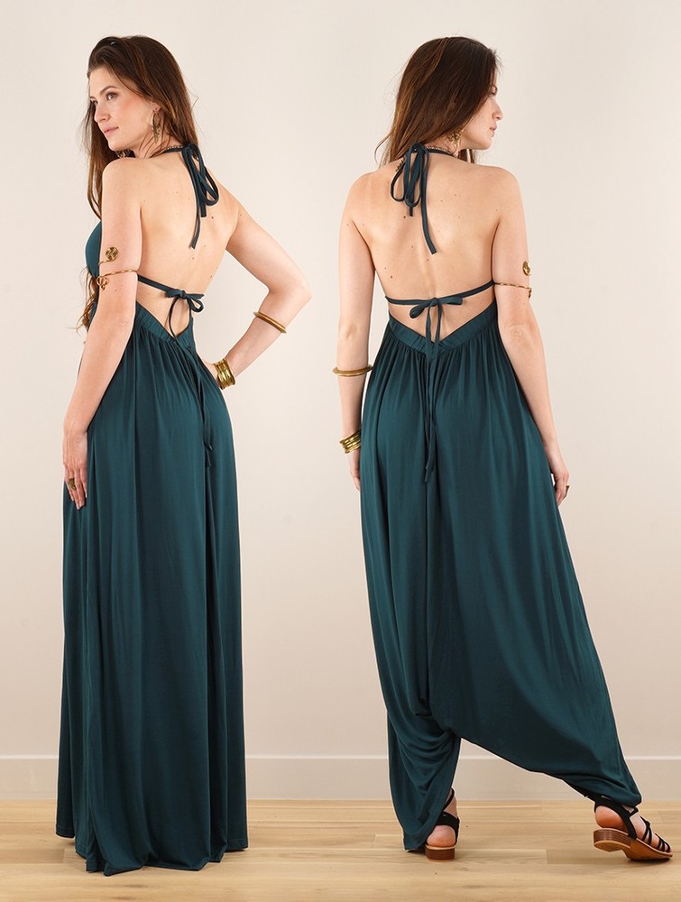 Sukienka Toonzshop Nolofinwe Strappy Bare Back Long Dress And Harem Pant Overalls Damskie Niebieskie | FOBZT-6985