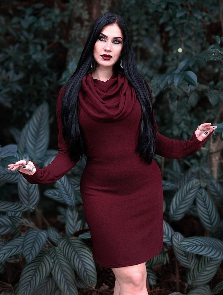 Sukienka Toonzshop Shaë Sweater Dress Damskie Wine | ZOAIV-8763