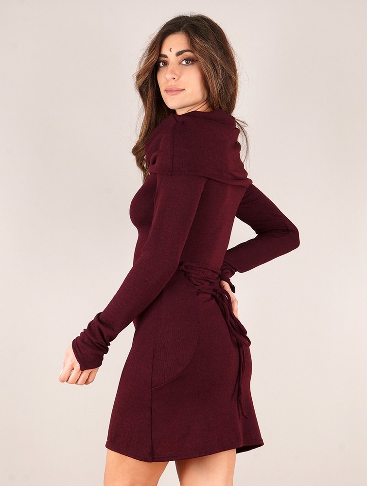 Sukienka Toonzshop Shaë Sweater Dress Damskie Wine | ZOAIV-8763