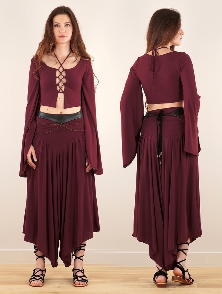 Sukienka Toonzshop Shojo Skirted Harem Pant 2in1 Dress Damskie Wine | AGVKO-1905