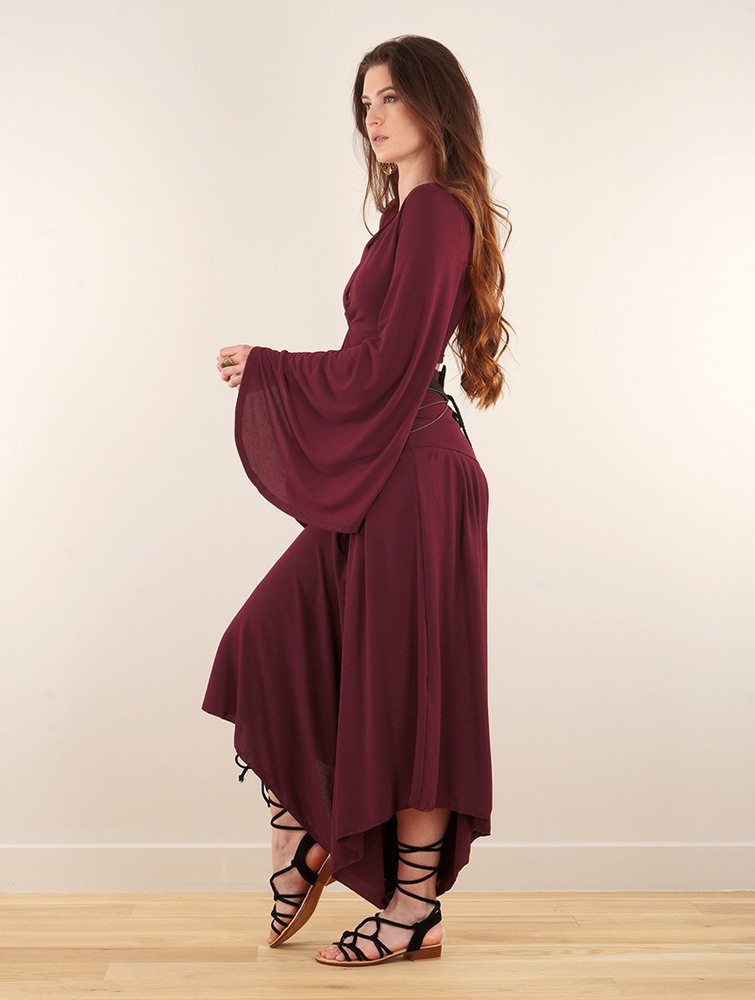 Sukienka Toonzshop Shojo Skirted Harem Pant 2in1 Dress Damskie Wine | AGVKO-1905