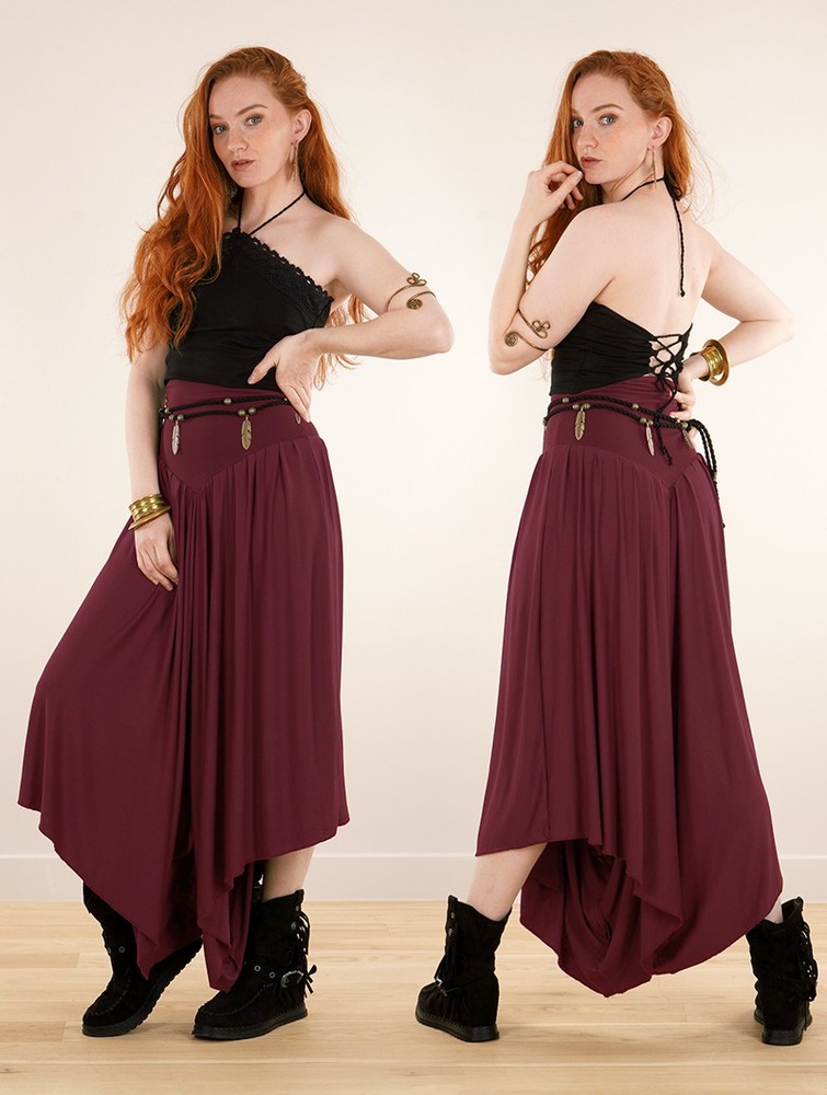 Sukienka Toonzshop Shojo Skirted Harem Pant 2in1 Dress Damskie Wine | AGVKO-1905