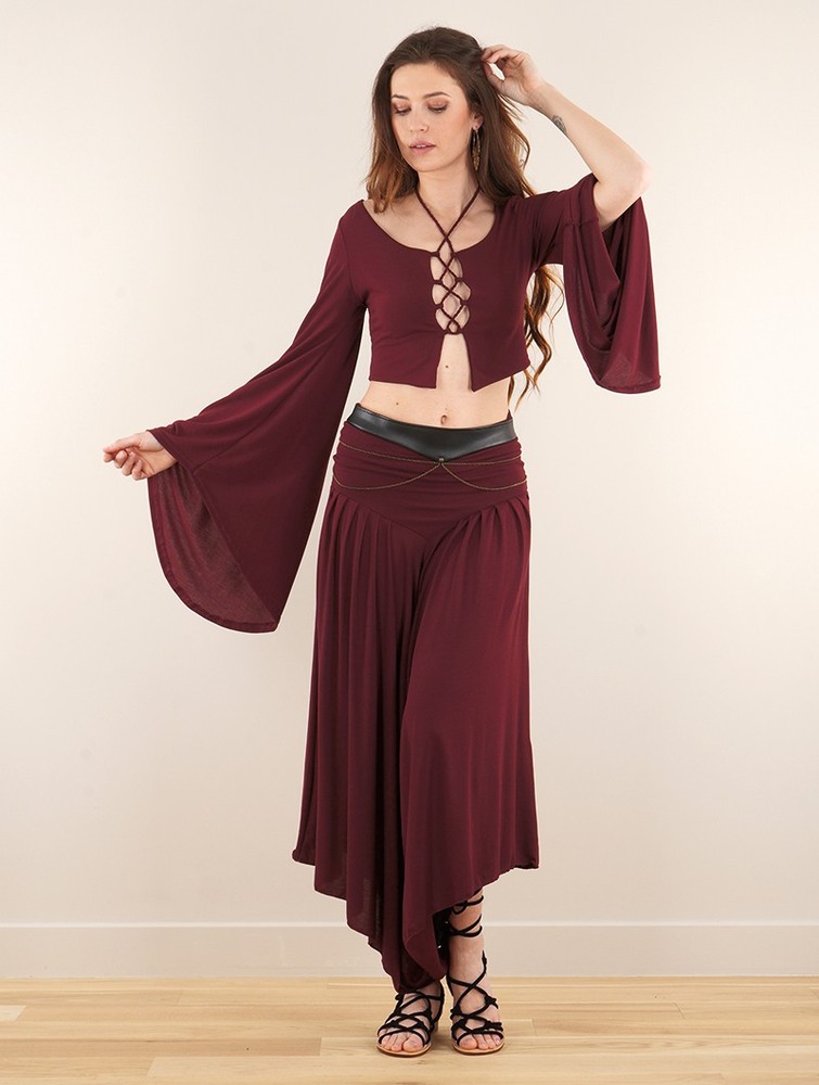 Sukienka Toonzshop Shojo Skirted Harem Pant 2in1 Dress Damskie Wine | AGVKO-1905