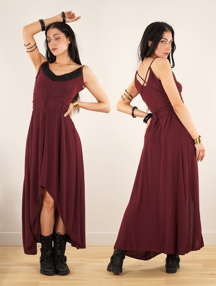 Sukienka Toonzshop Topäaz Loose Strappy Long Dress Damskie Wine | ERFVX-0245