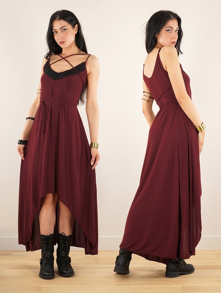 Sukienka Toonzshop Topäaz Loose Strappy Long Dress Damskie Wine | ERFVX-0245