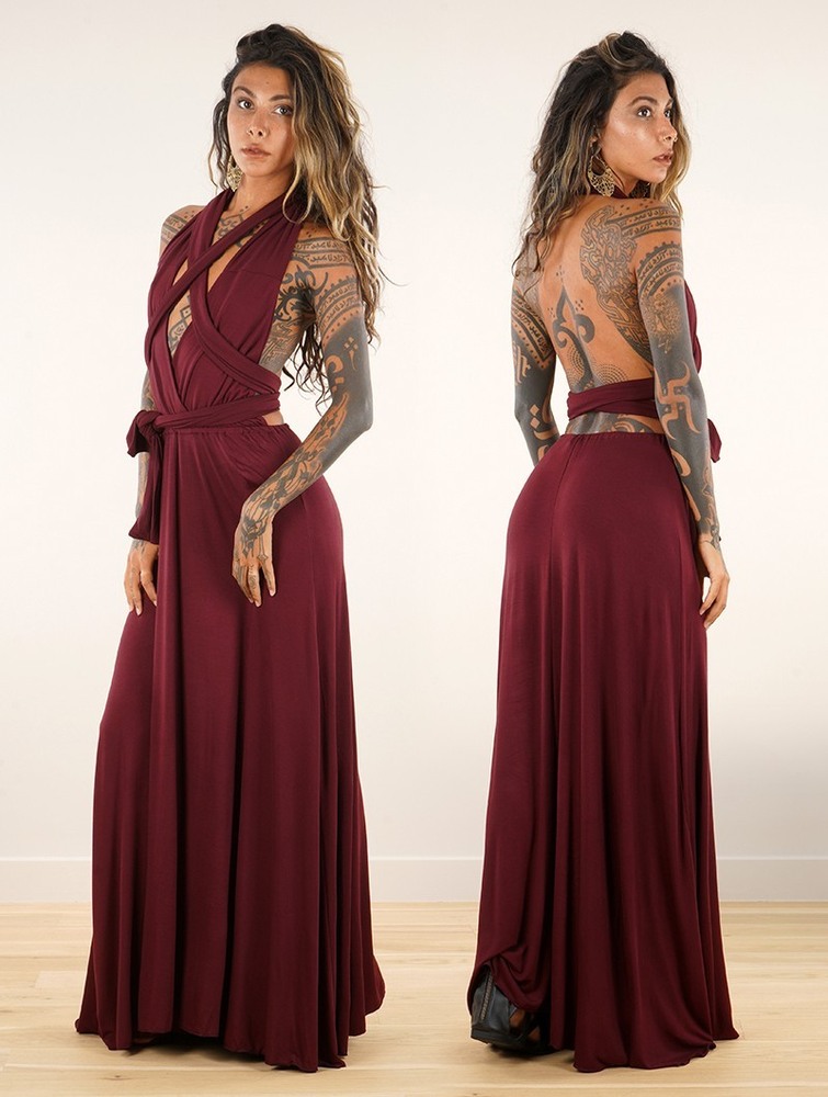 Sukienka Toonzshop Wakiza Long Infinity Dress Damskie Wine | HQSCZ-4079