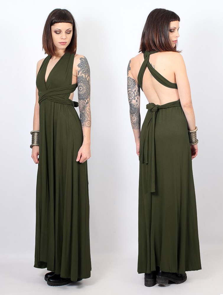 Sukienka Toonzshop Wakiza Long Infinity Dress Damskie Zielone | BWAHO-4509