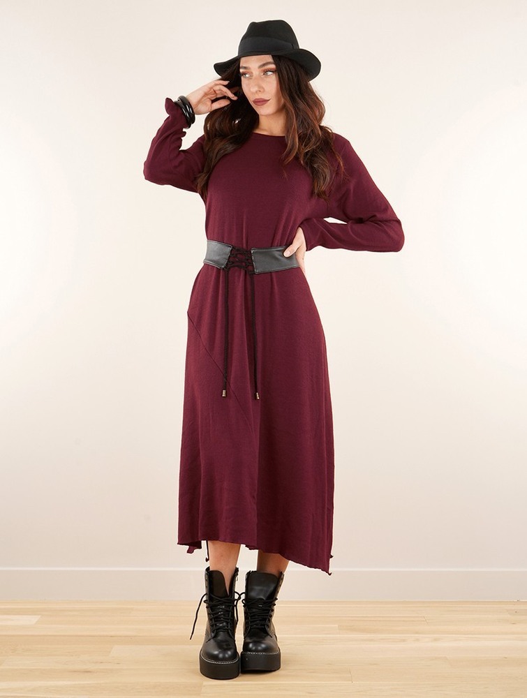 Sukienka Toonzshop Wasilah Long Sweater Dress Damskie Wine | NZGSR-4703