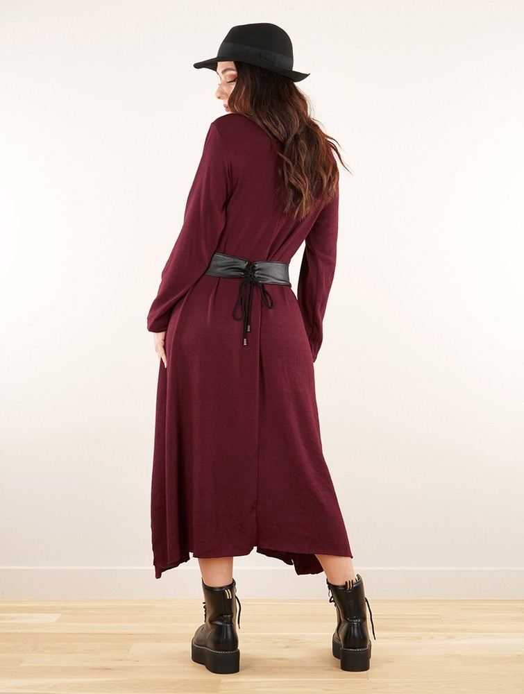 Sukienka Toonzshop Wasilah Long Sweater Dress Damskie Wine | NZGSR-4703