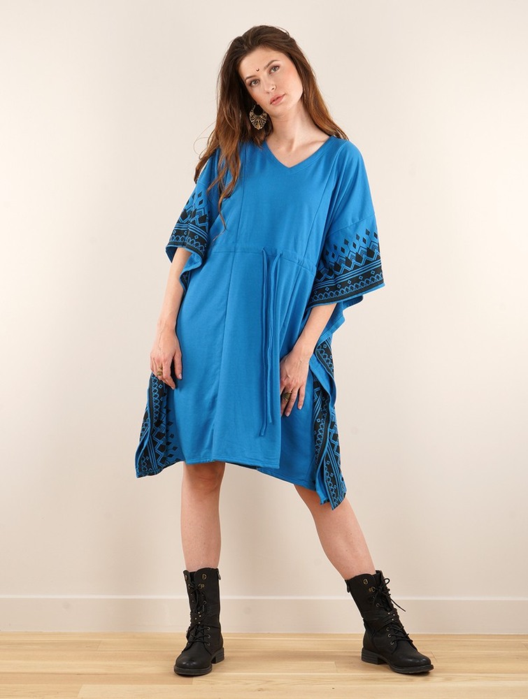 Sukienka Toonzshop Wilwarin Ethnic Arrow Kaftan Dress Damskie Niebieskie | USVBT-5247