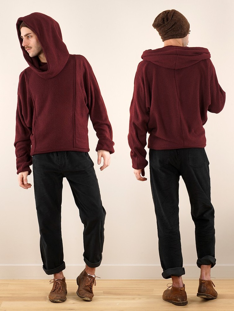 Sweter Toonzshop Helixx Retractable Hooded Long Sweater Damskie Wine | UZLND-7908