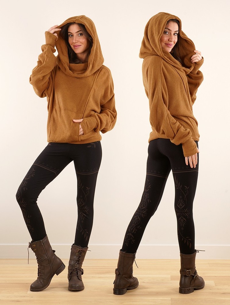 Sweter Toonzshop Helixx Retractable Hooded Long Sweater Damskie Rusty | WKQEF-0321