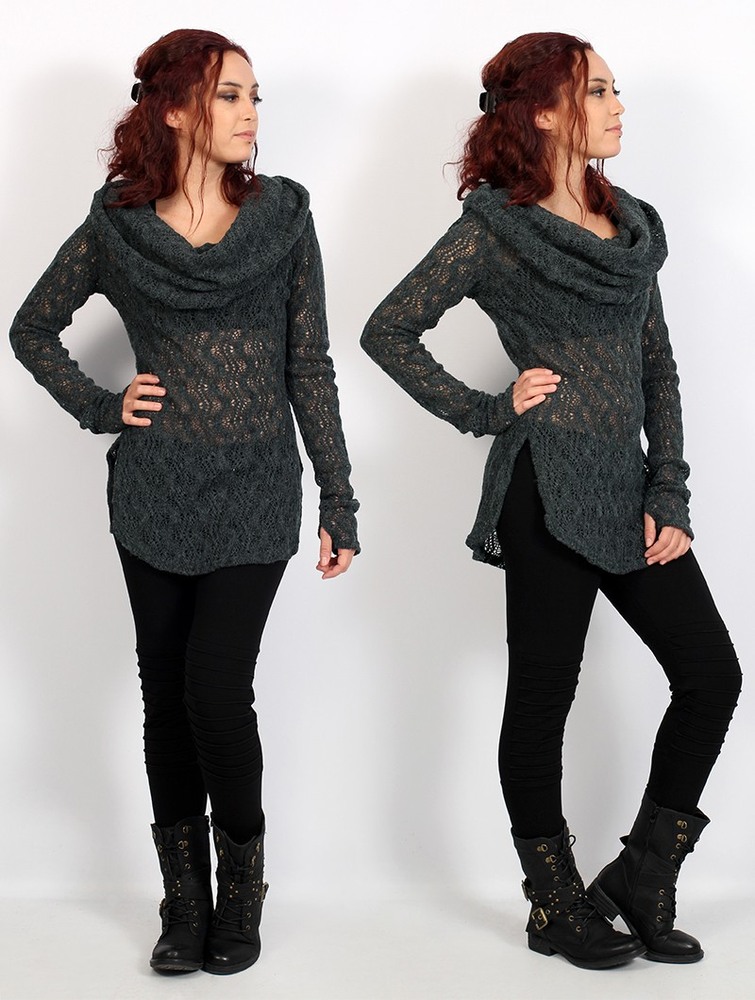 Sweter Toonzshop Hookäa Crochet Sweater Damskie Szare | DZVFM-8941