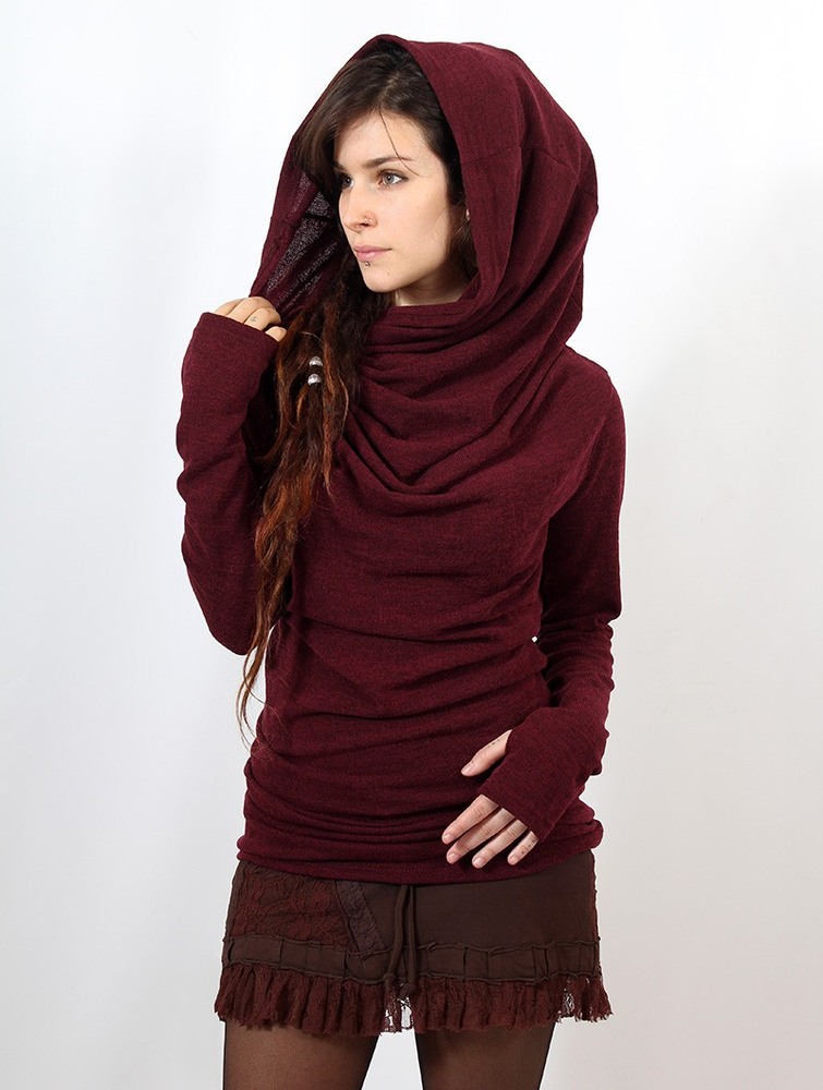 Sweter Toonzshop Kali Cowl Neck Sweater Damskie Wine | HWKBM-8490