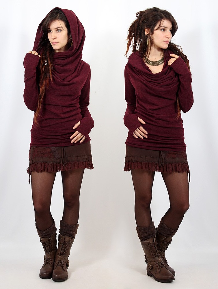 Sweter Toonzshop Kali Cowl Neck Sweater Damskie Wine | HWKBM-8490