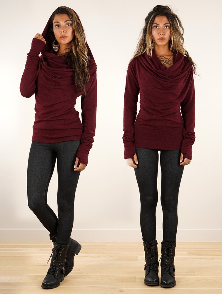 Sweter Toonzshop Kali Cowl Neck Sweater Damskie Wine | HWKBM-8490