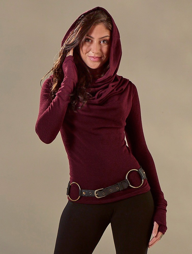 Sweter Toonzshop Kali Cowl Neck Sweater Damskie Wine | HWKBM-8490