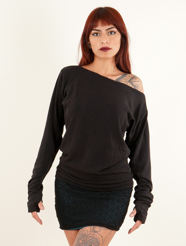 Sweter Toonzshop Kayäaz Batwing Sleeve Sweater Damskie Czarne | QSJUP-9371