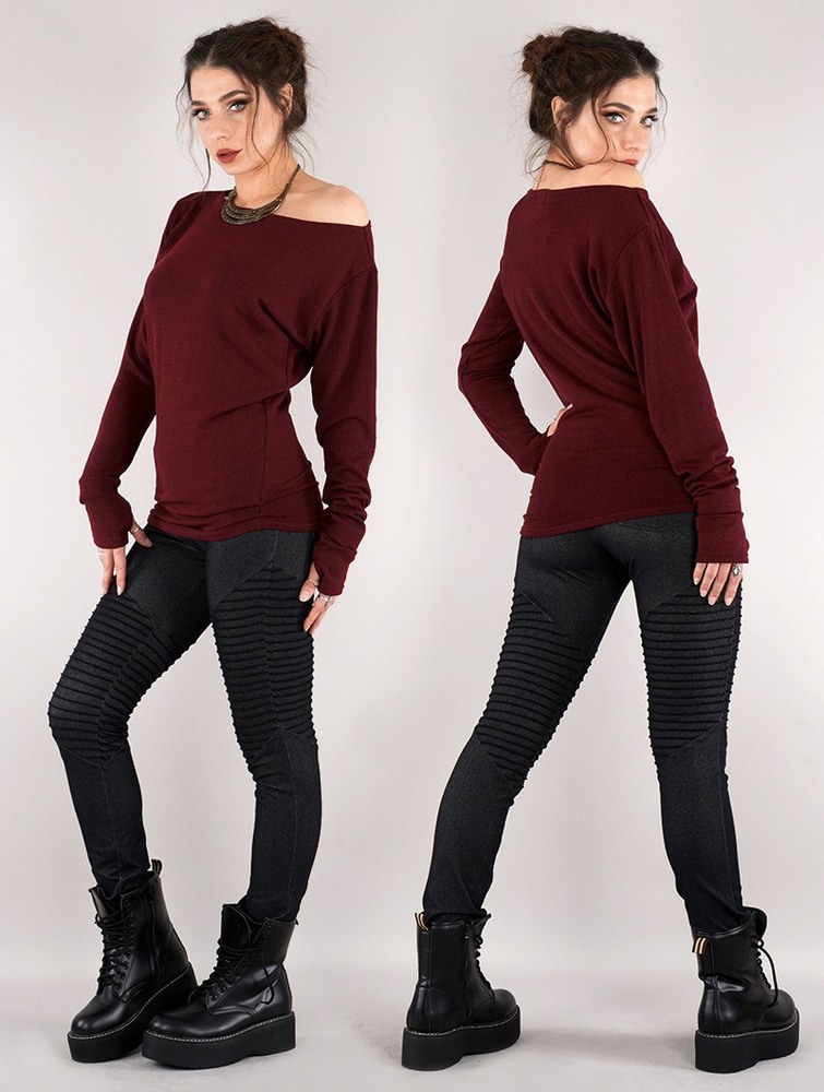 Sweter Toonzshop Kayäaz Batwing Sleeve Sweater Damskie Wine | VEKBD-6759