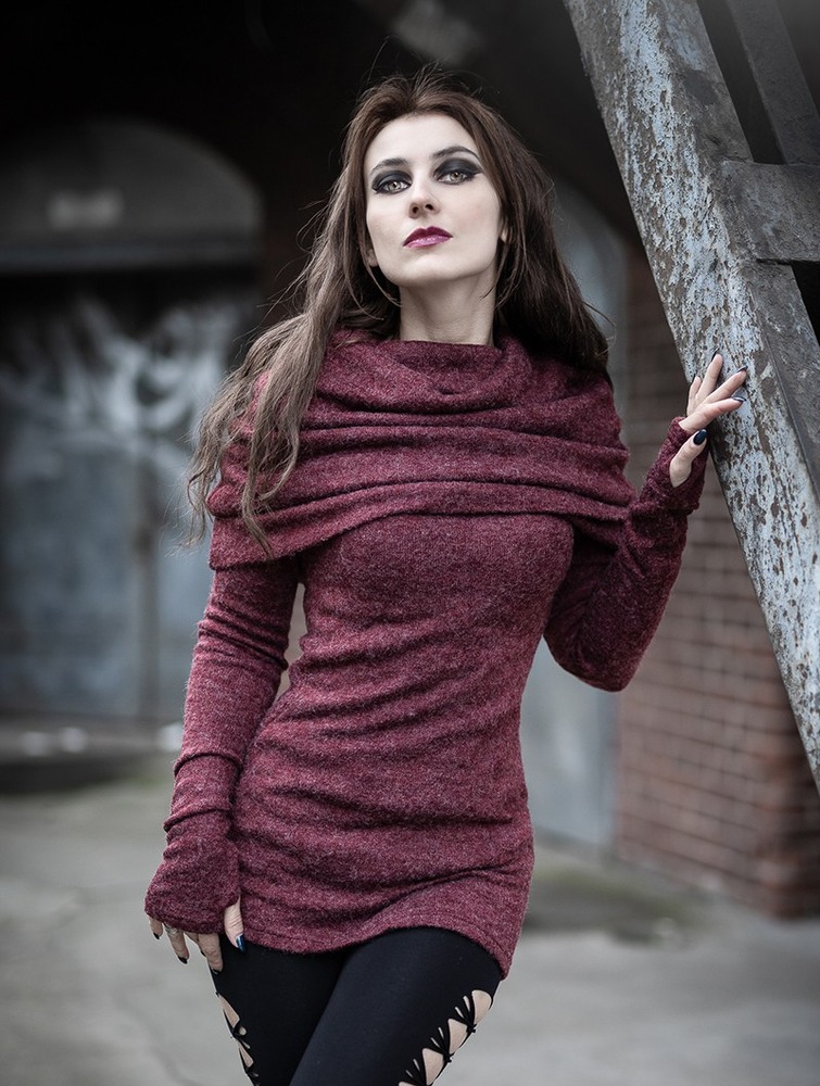 Sweter Toonzshop Mantra Big Collar Sweater Damskie Wine | QZGAH-8907