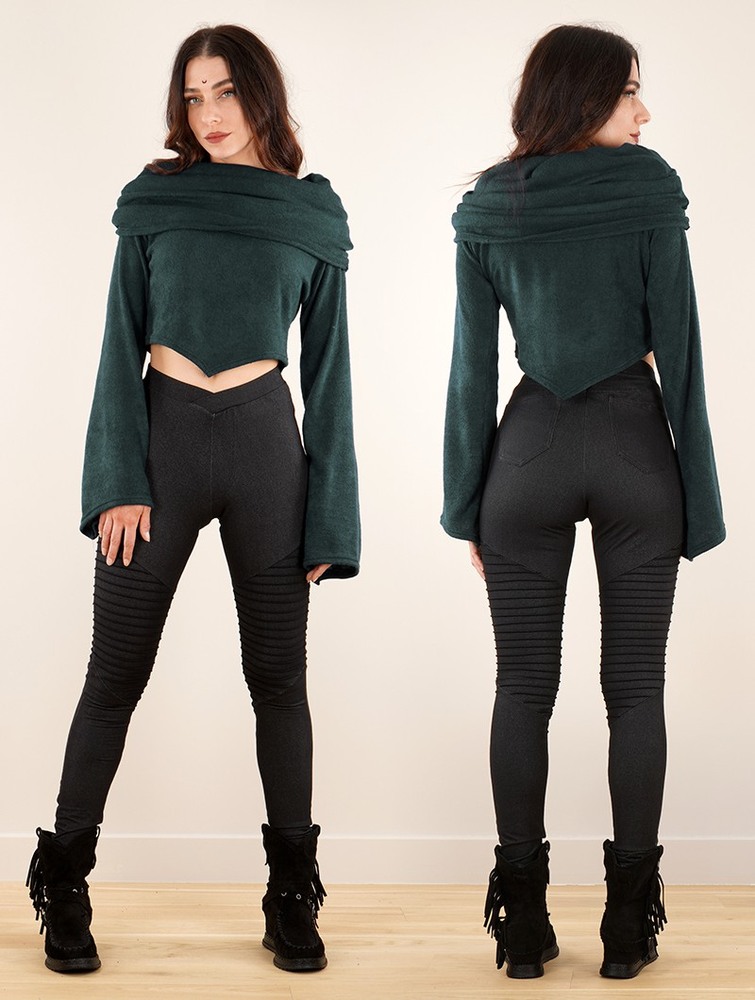 Sweter Toonzshop Obsidian Flared Sleeve Crop Sweater Damskie Ciemny Niebieskie | AZMJV-0659