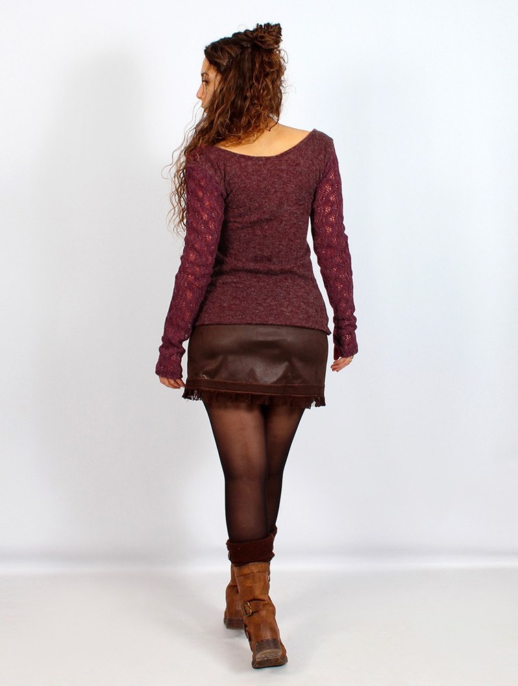 Sweter Toonzshop Oroshï Crochet Sleeve Sweater Damskie Wine | XZLWH-9653