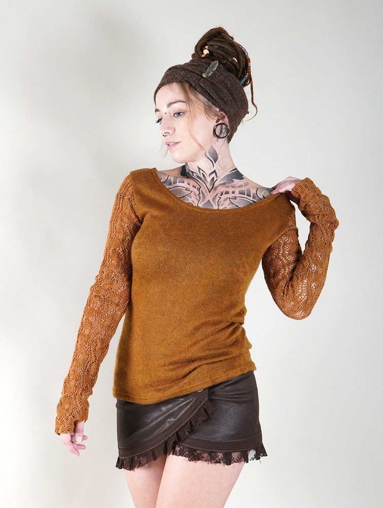 Sweter Toonzshop Oroshï Crochet Sleeve Sweater Damskie Rusty | CFMOL-3482