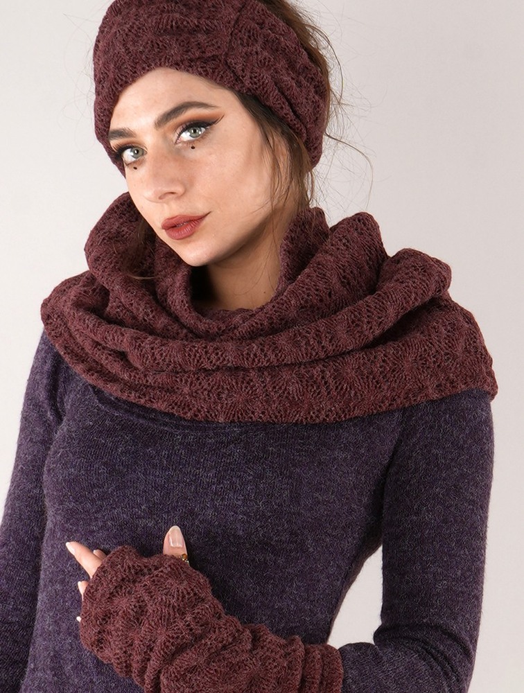 Szalik Toonzshop Oöna Crochet Snood Scarf Damskie Wine | MAZKP-6708